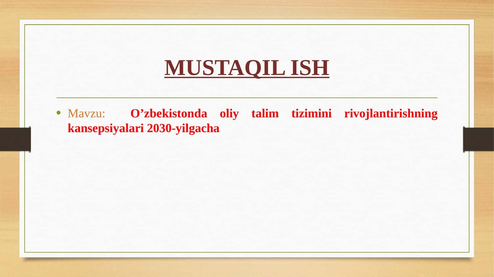 O'zbekistonda Oliy Talim Tizimini Rivojlantirish Kansuyalari 2030-yilgacha