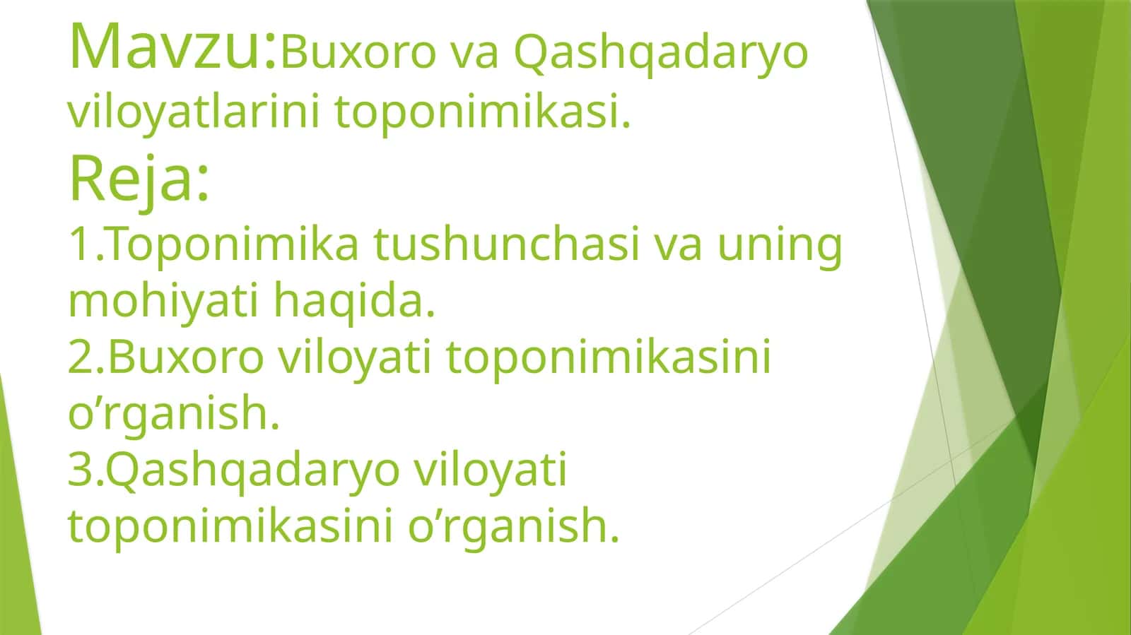 Buxoro va Qashqadaryo viloyatlarini toponimikasi