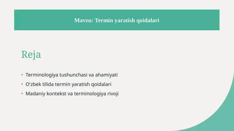 Termin yaratish qoidalari