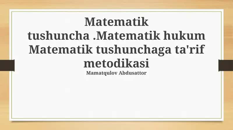 Matematik tushuncha
