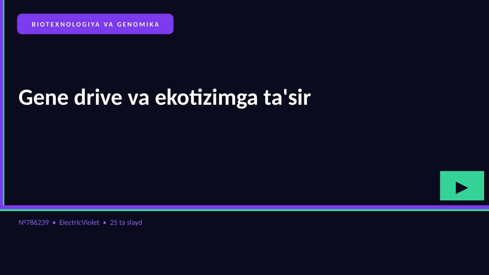 BIOTEXNOLOGIYA VA GENOMIKA