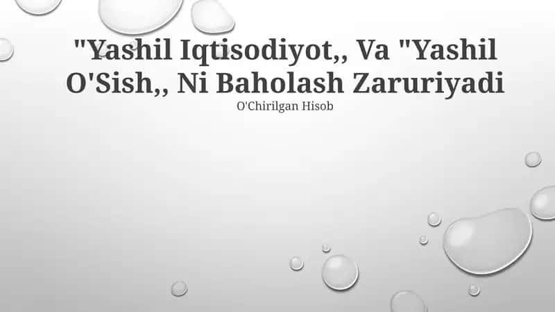 Yashil Iqtisodiyot