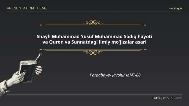 Shayh Muhammad Yusuf Muhammad Sodiq hayoti va Quron va Sunnatdagi ilmiy mo'jizalar asari