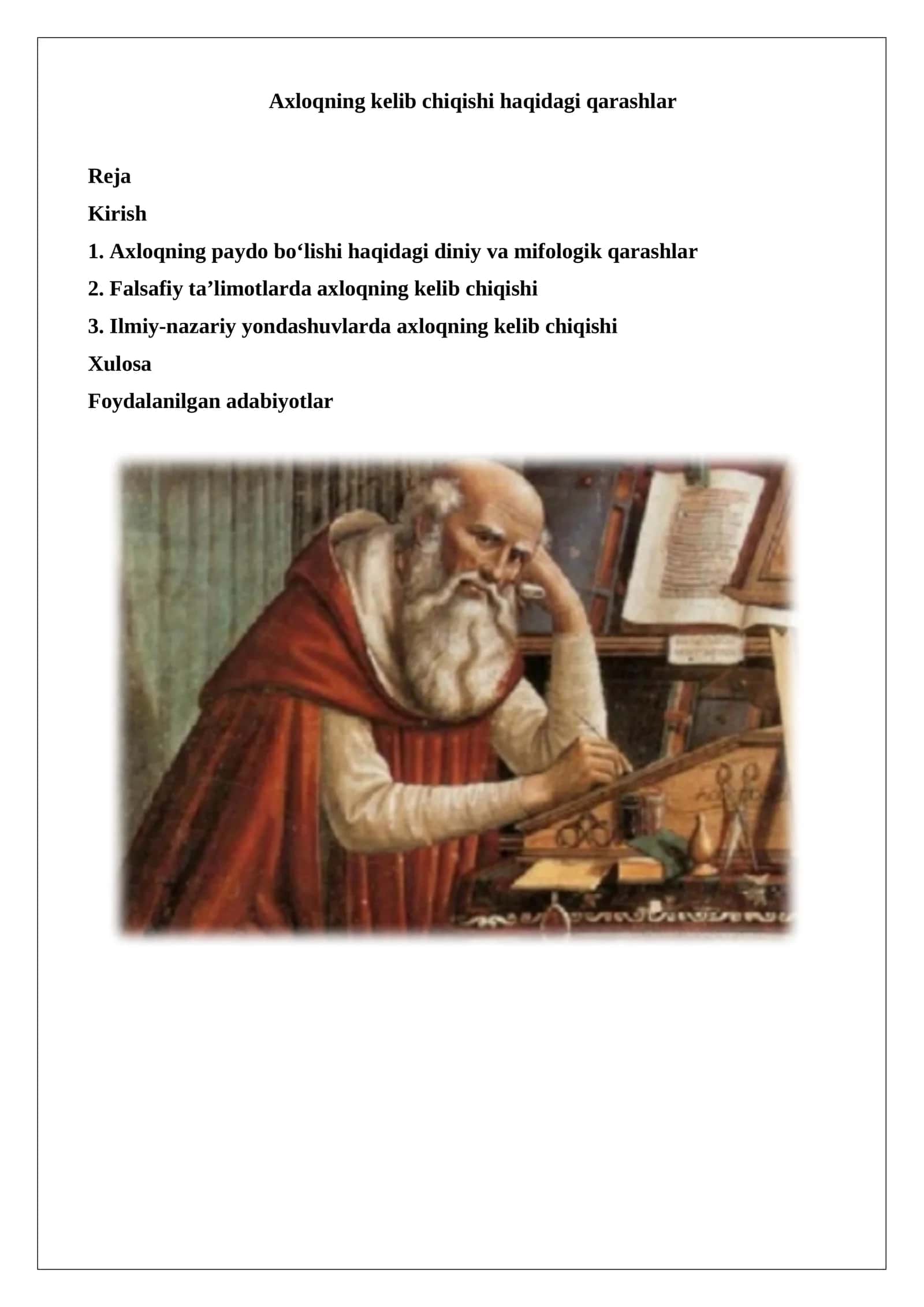 Axloqning kelib chiqishi haqidagi qarashlar
