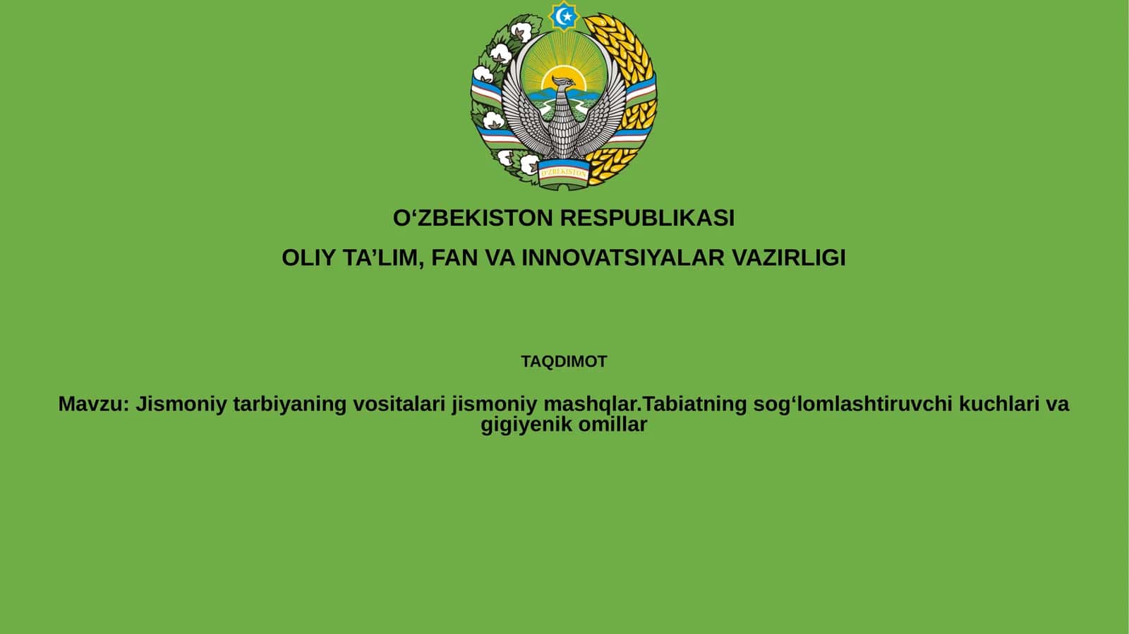 Jismoniy tarbiyaning vositalari va mashqlari