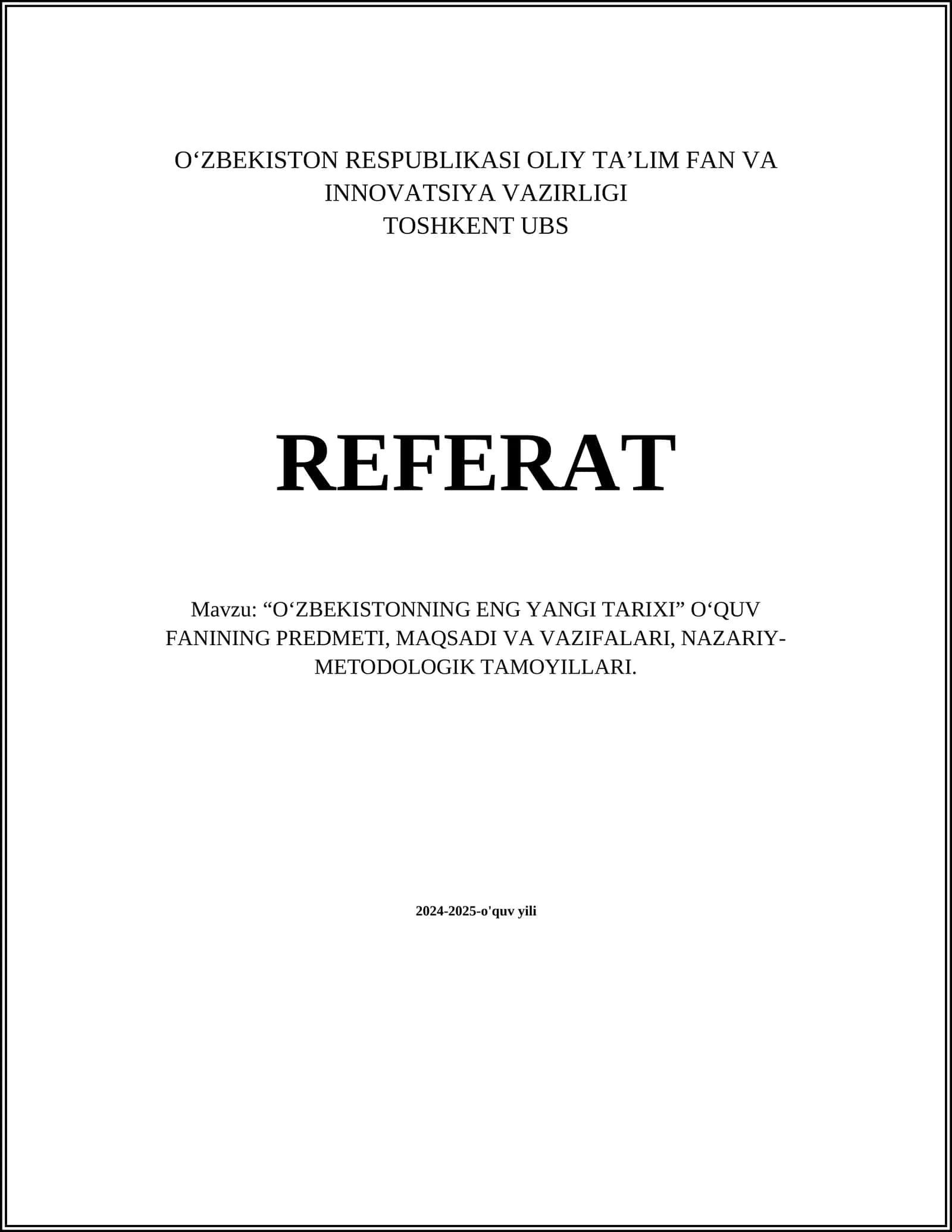 O‘zbekistonning eng yangi tarixi
