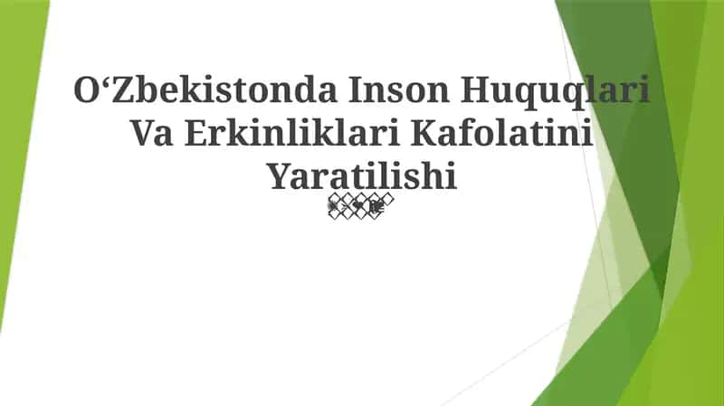 Oʻzbekistonda Inson Huquqlari Va Erkinliklari Kafolatini Yaratilishi