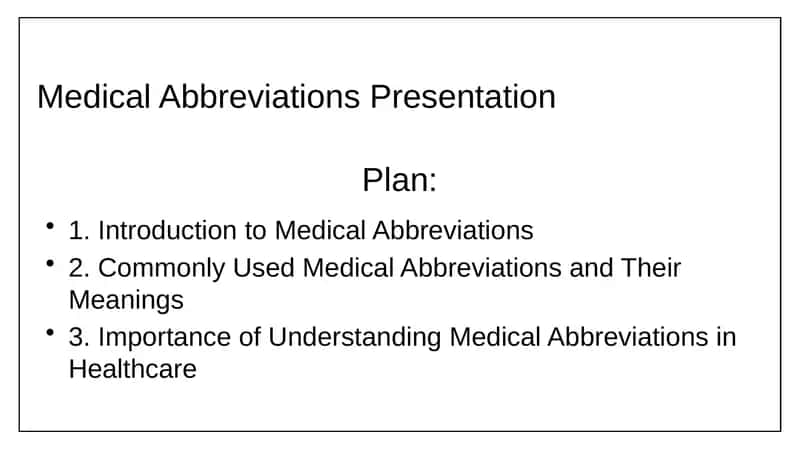 Medical Abbreviations Presentation