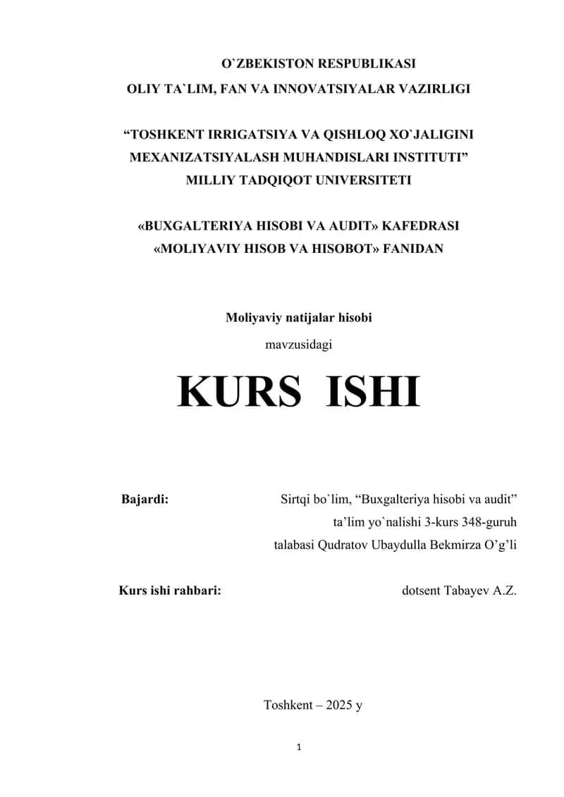 Moliyaviy natijalar hisobi