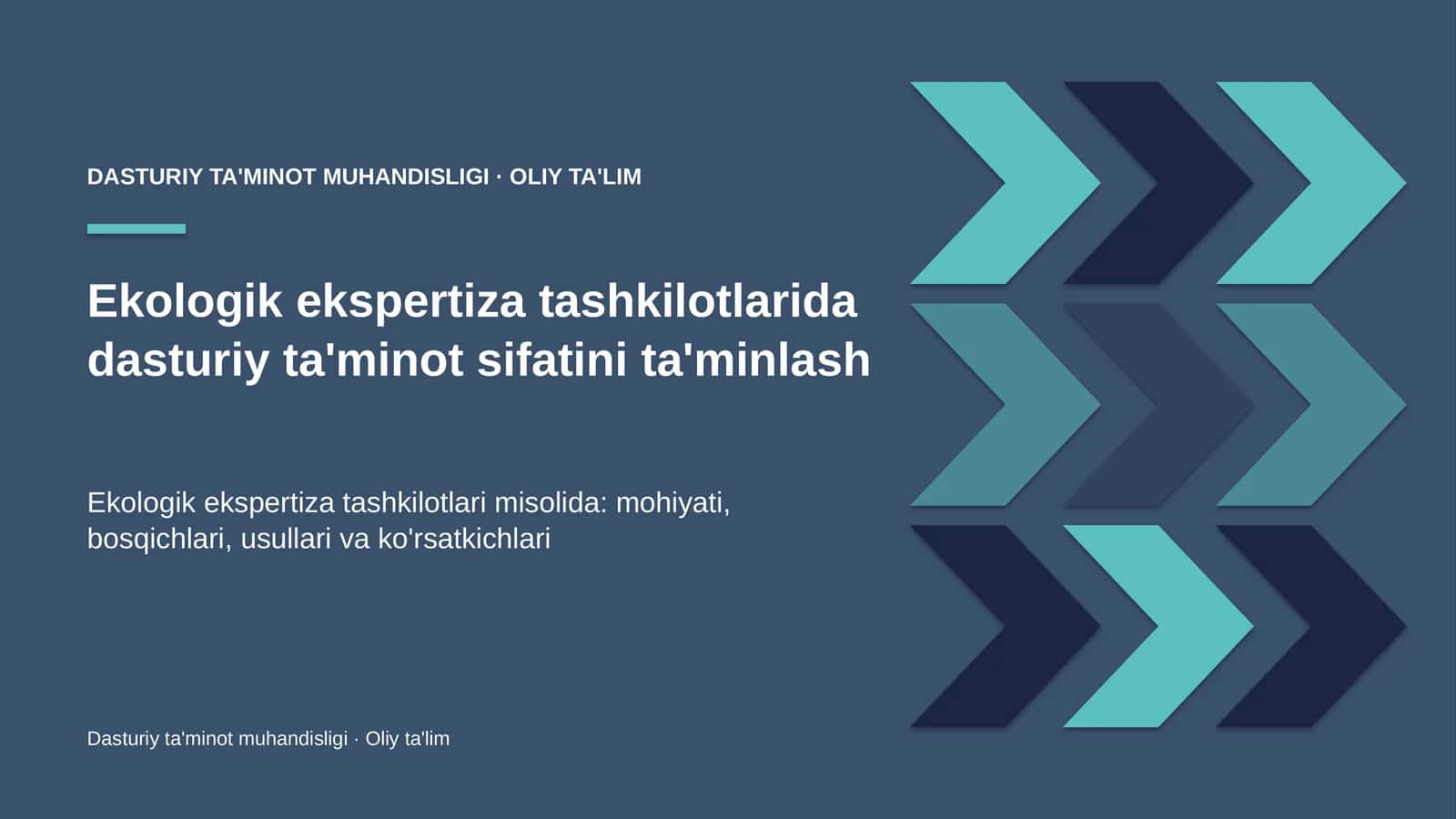 Ekologik ekspertiza tashkilotlarida dasturiy ta'minot sifatini ta'minlash