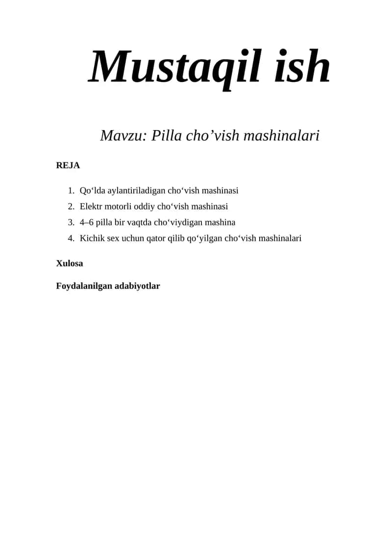 Pilla cho’vish mashinalari
