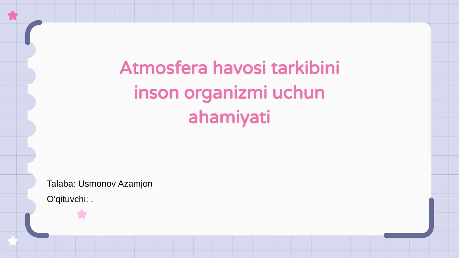 Atmosfera havosi tarkibini inson organizmi uchun ahamiyati