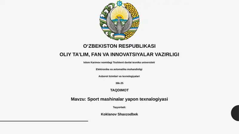 Sport mashinalar yapon texnalogiyasi