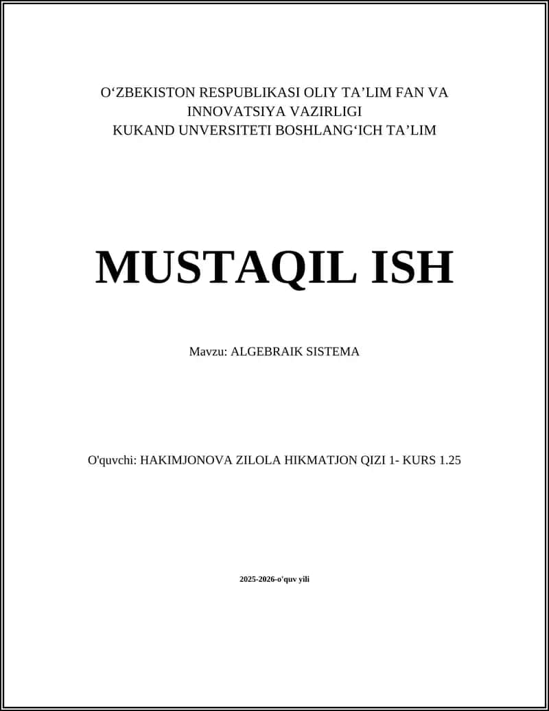 Algebralik Sistema
