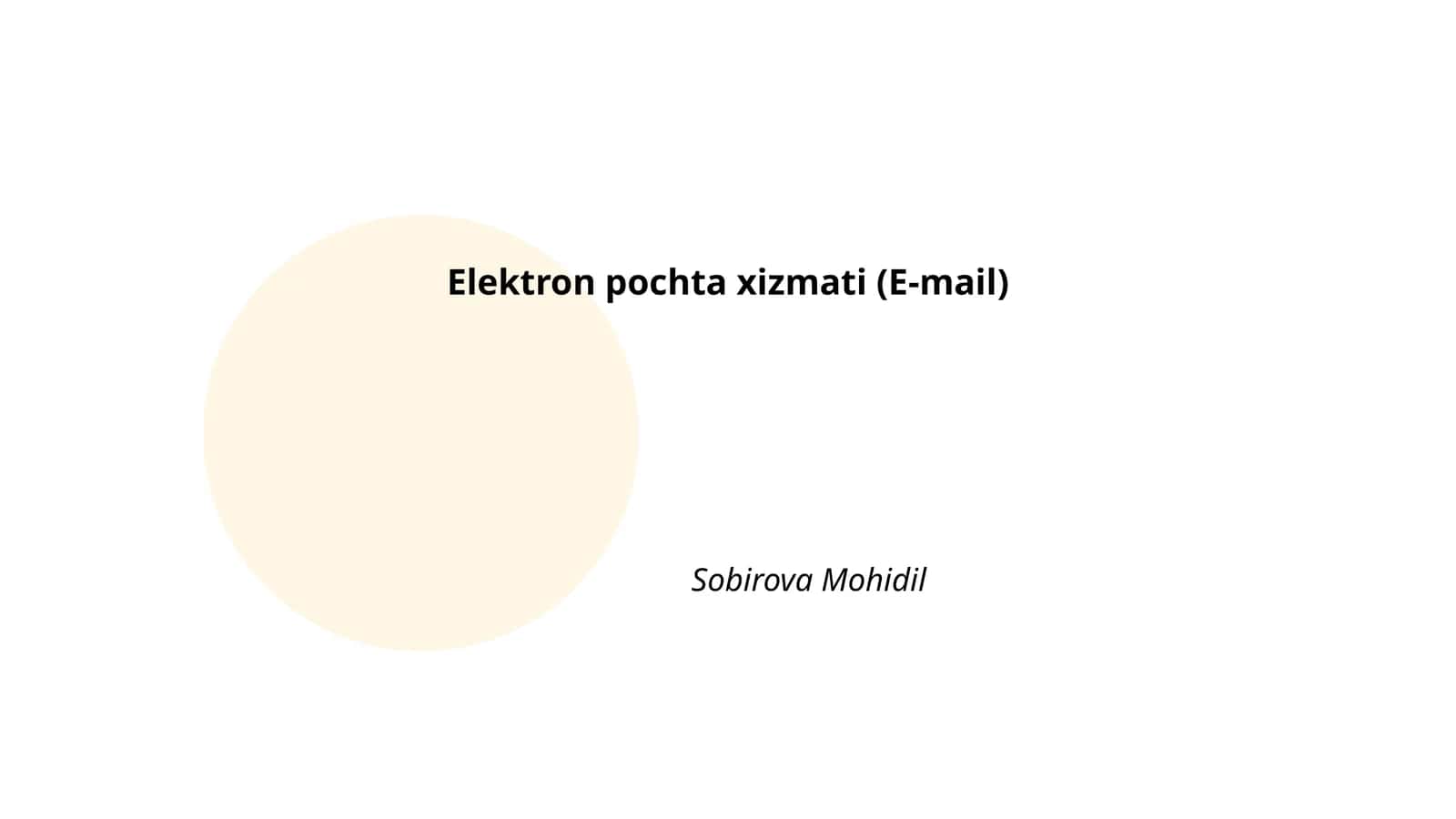 Elektron pochta xizmati (E-mail)