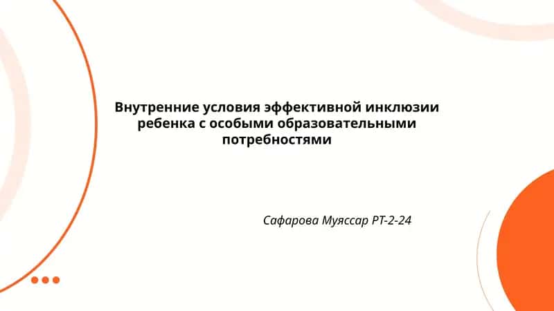 Внутренние условия эффективной инклюзии ребенка с особыми образовательными потребностями