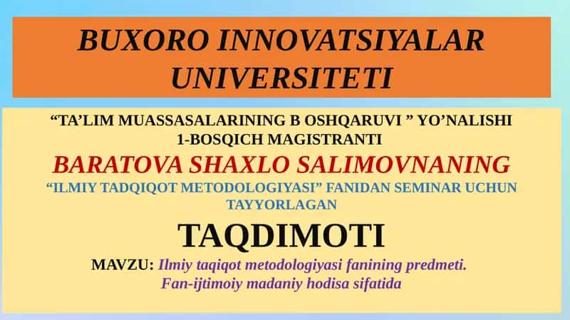 Ilmiy tadqiqot metodologiyasi