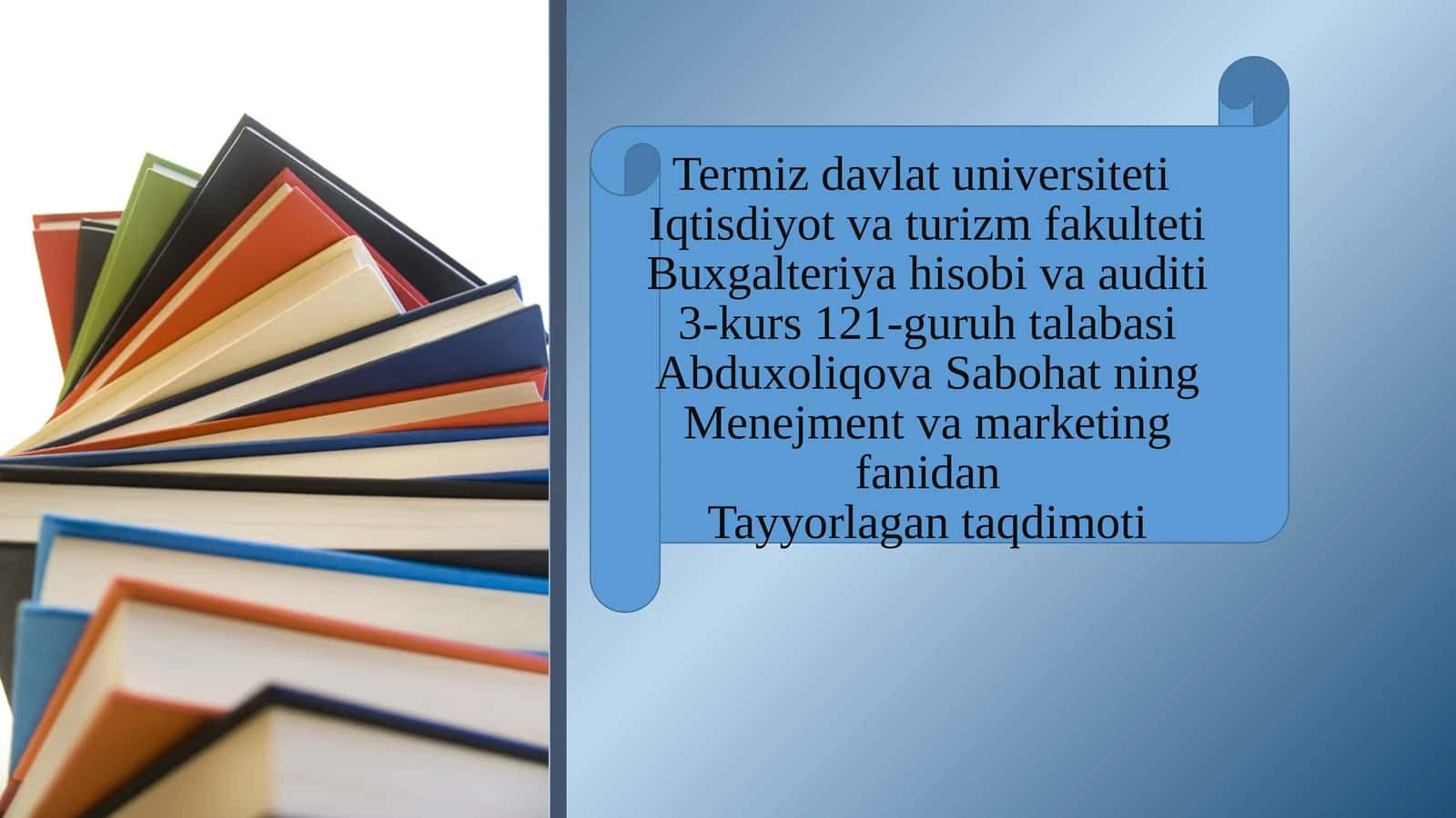 Menejment va marketing fanidan ta'lim
