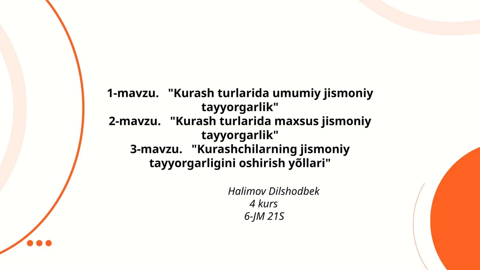 Kurash turlarida umumiy jismoniy tayyorgarlik
