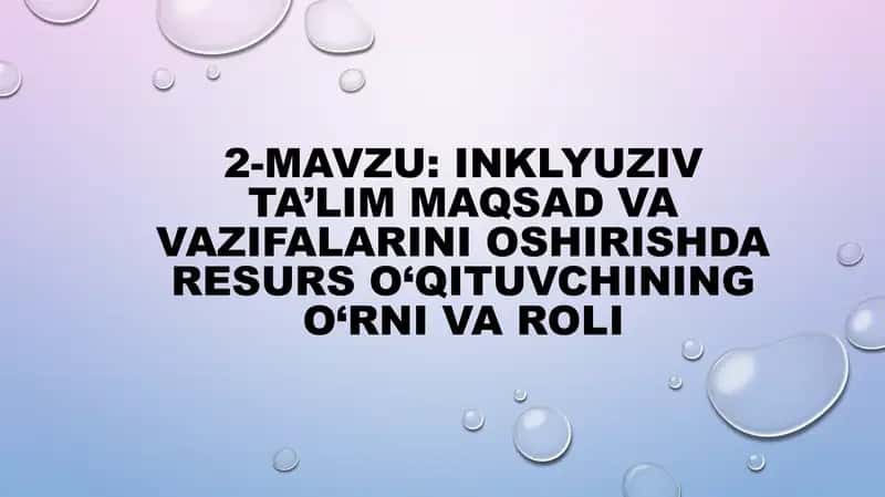 Inklyuziv ta'lim maqsad va vazifalarini oshirishda resurs o'qituvchining o'rni