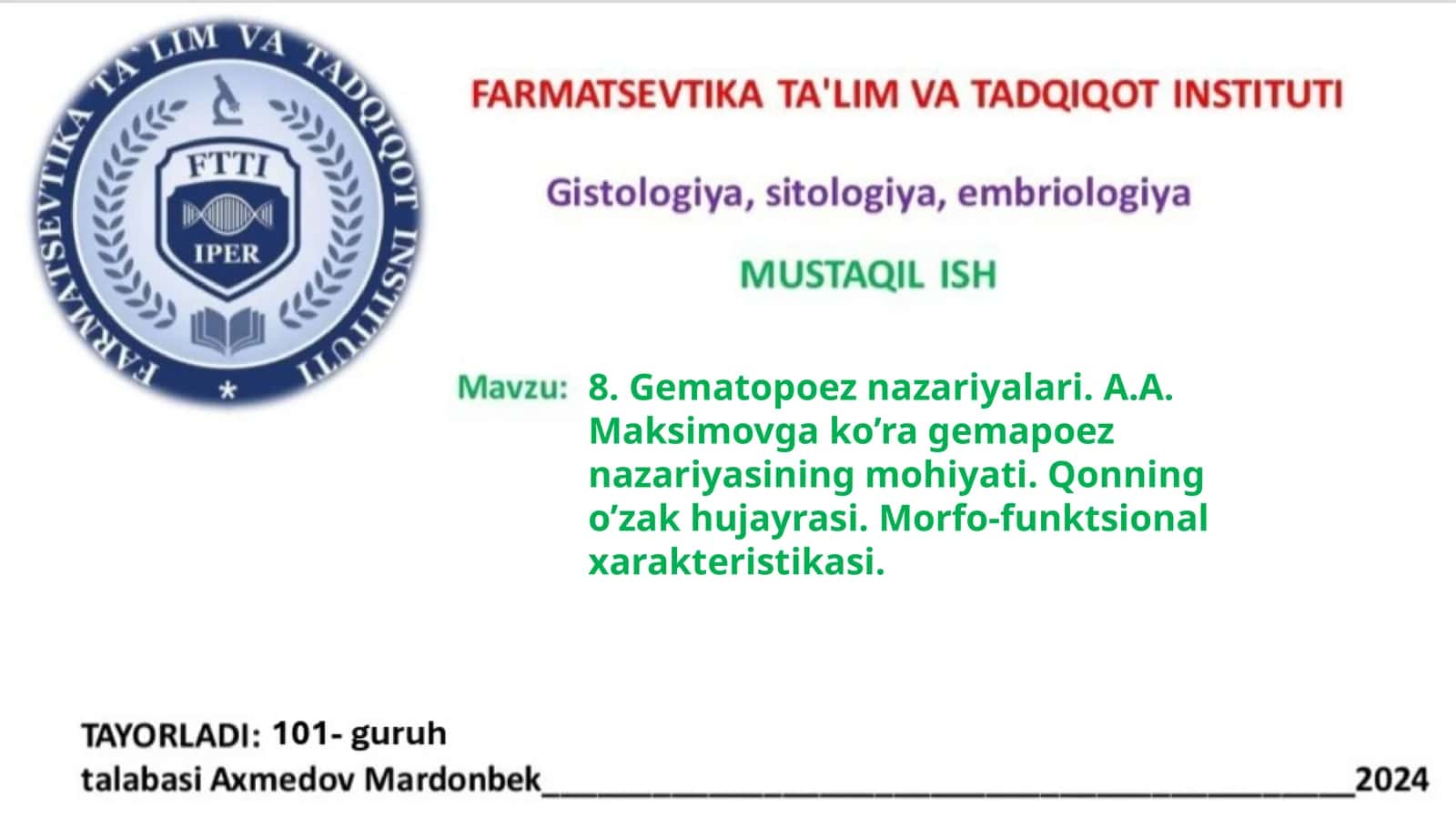 Gematopoez nazariyalari