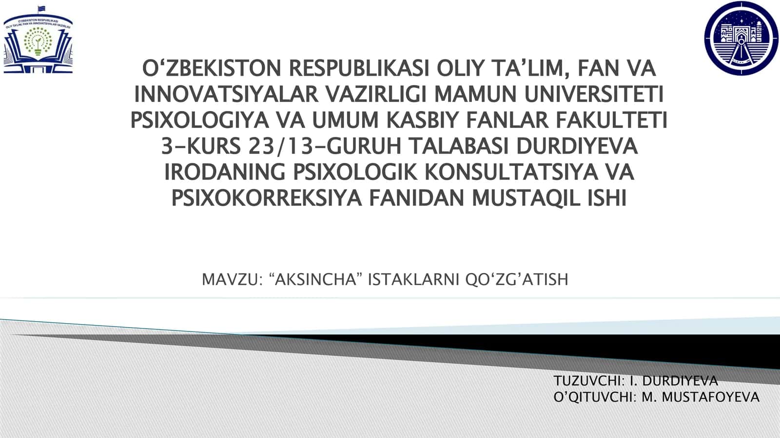 “AKSINCHA” ISTAKLARNI QO‘ZG‘ATISH