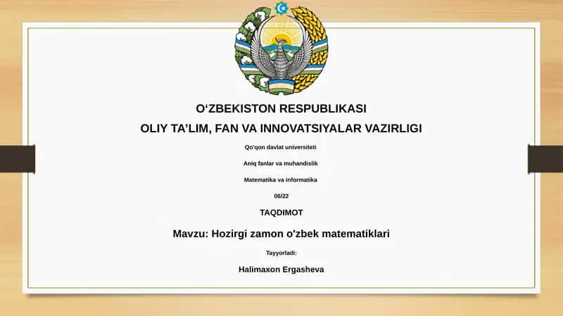 Hozirgi zamon o'zbek matematiklari