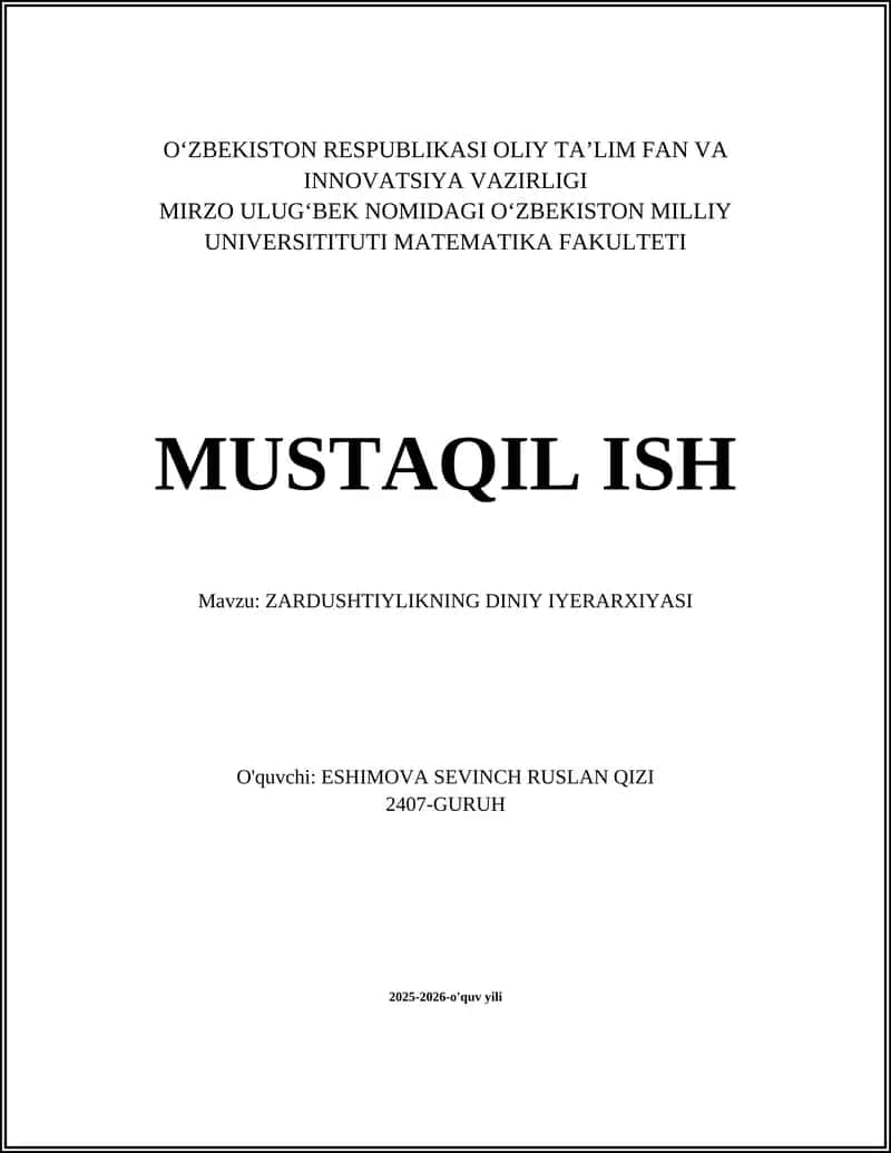 ZARDUSHTIYLIKNING DINIY IYERARXIYASI