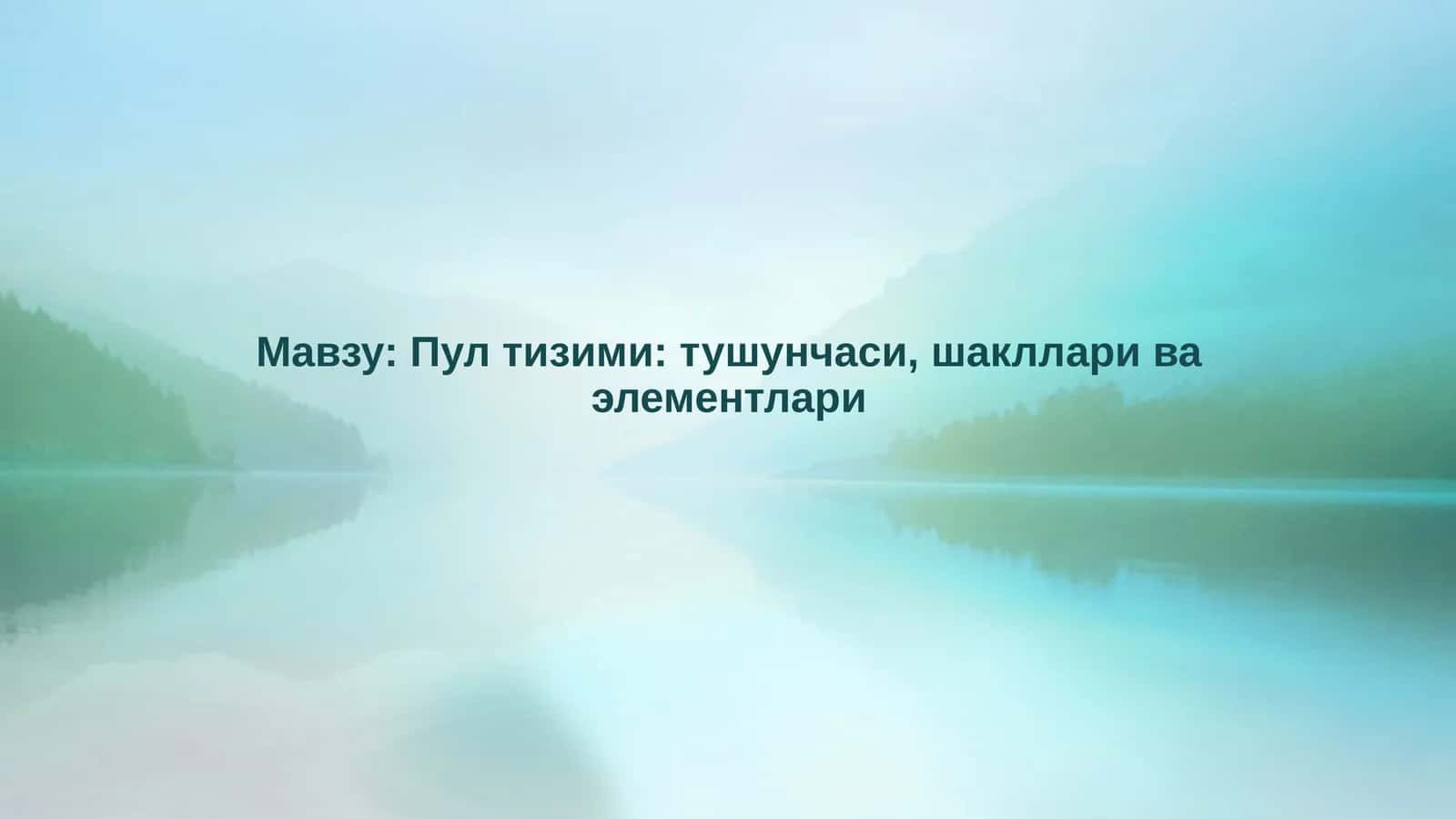 Пултизими:тушунчаси,шакллариваэлементлари