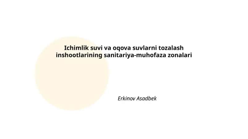 Ichimlik suvi va oqova suvlarni tozalash inshootlarining sanitariya-muhofaza zonalari
