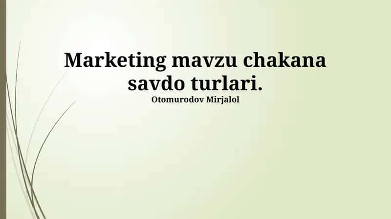 Chakana savdo marketingi