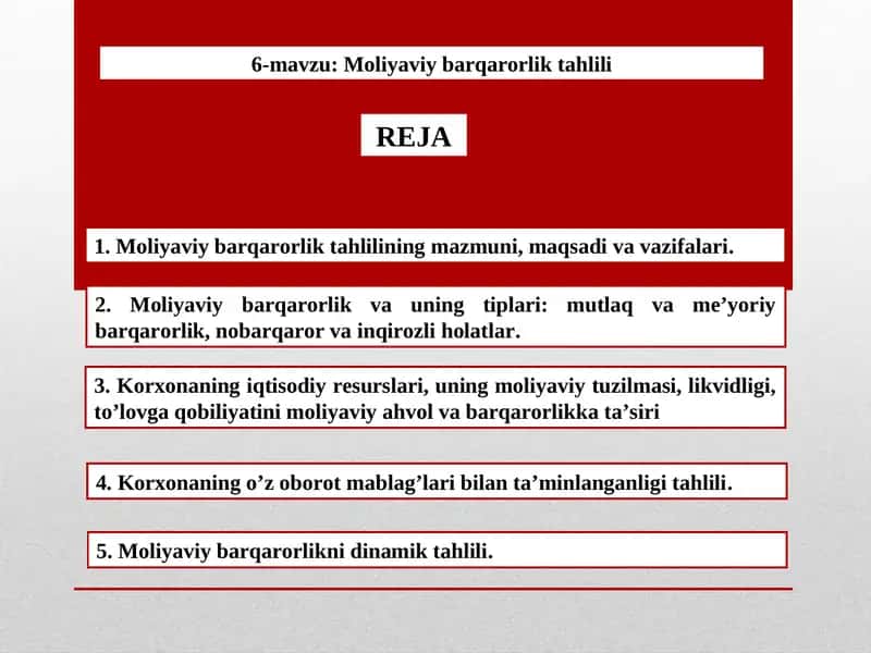Moliyaviy barqarorlik tahlili
