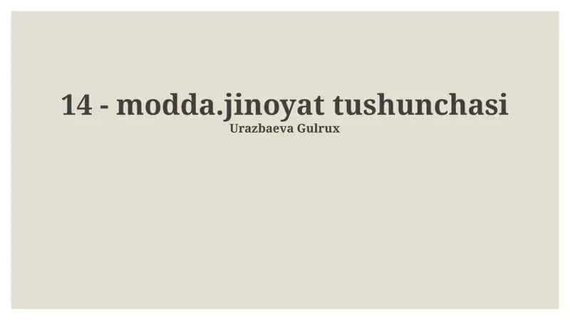 Modal Jinoyat Tushunchasi