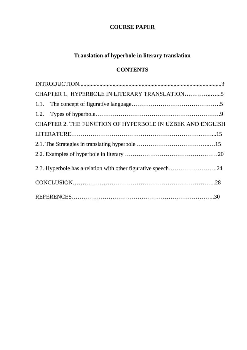 Hyperbole in Literary Translation