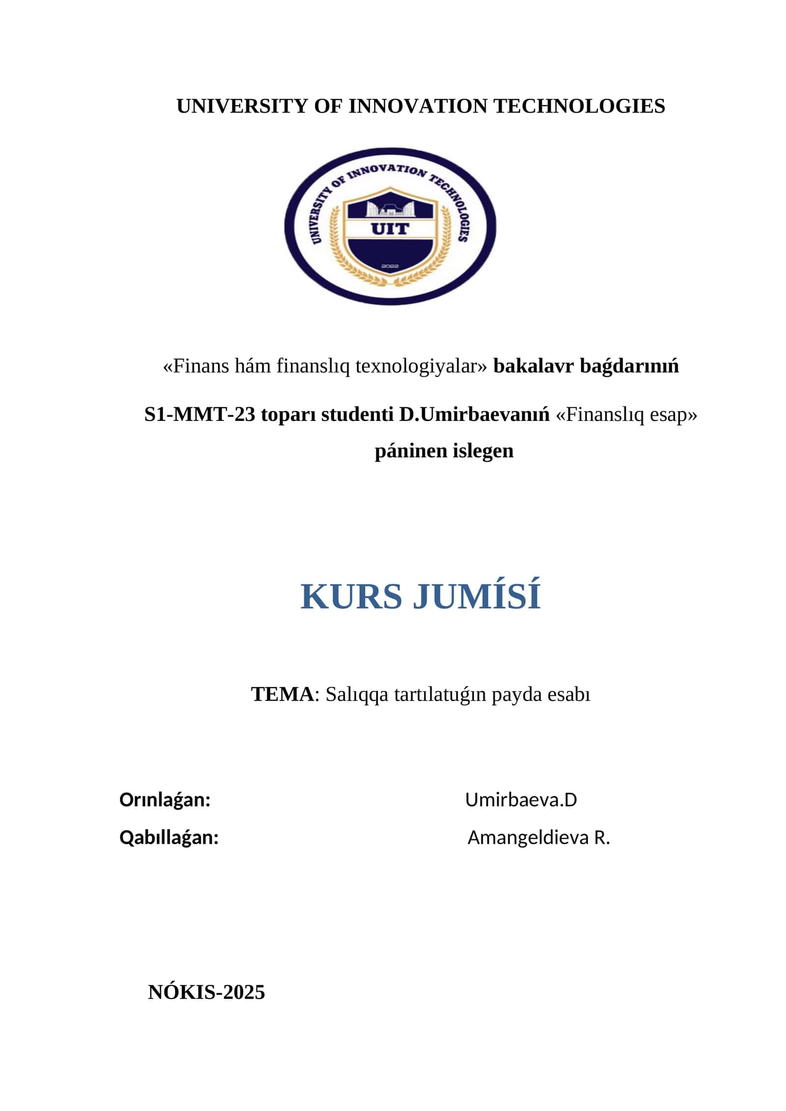 Finans hám finanslıq texnologiyalar