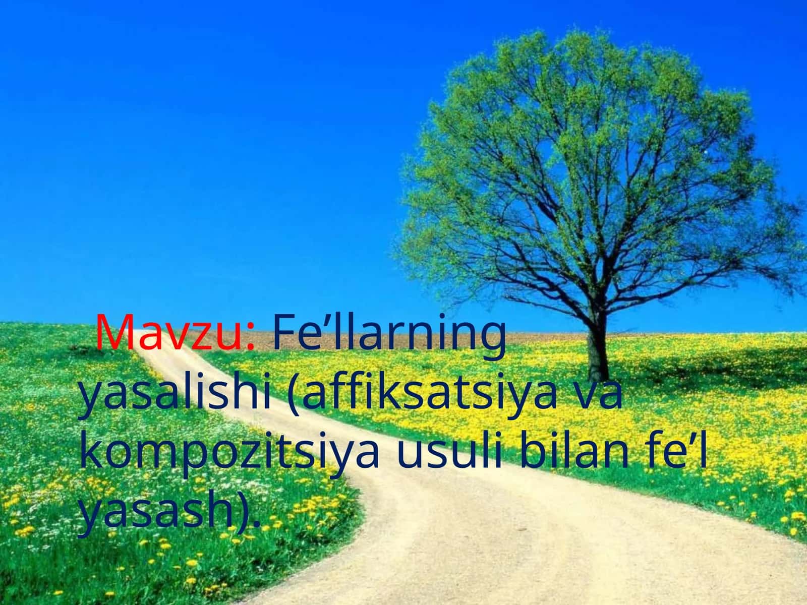 4-sinf Ona tili dars ishlanma. Fe'llarning yasalishi. Affiksatsiya va kompozitsiya usuli