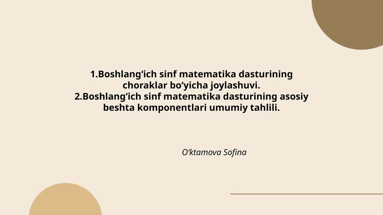 Boshlangʻich sinf matematika dasturi