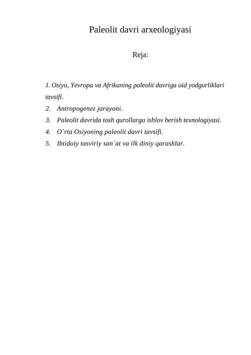 Paleolit davri arxeologiyasi