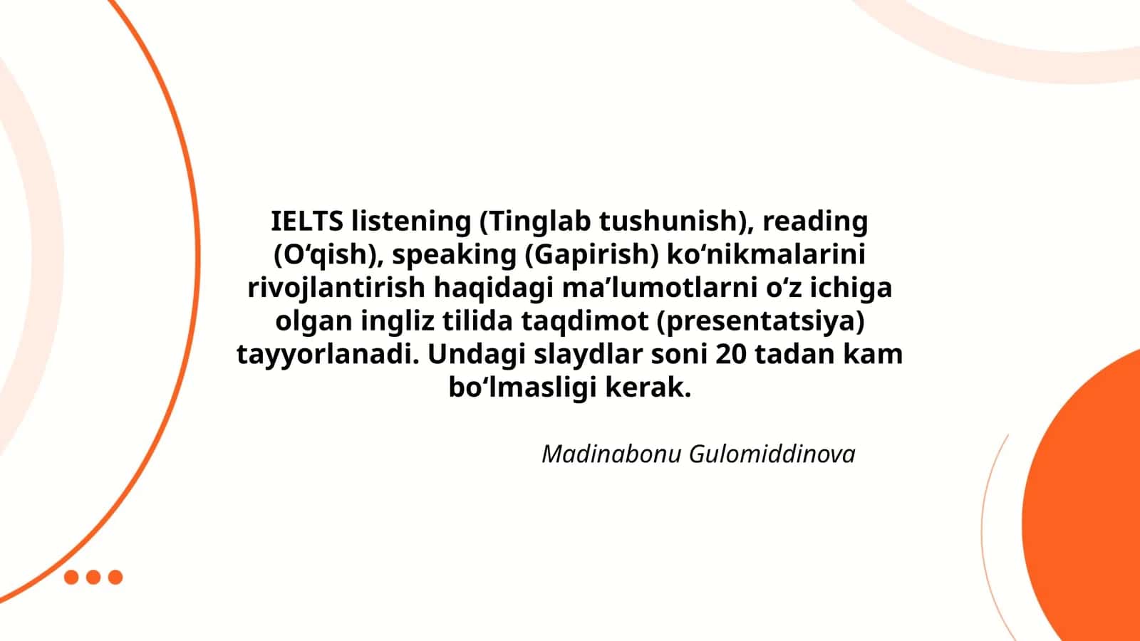 IELTS listening (Tinglab tushunish), reading (O‘qish), speaking (Gapirish) ko‘nikmalarini rivojlantirish