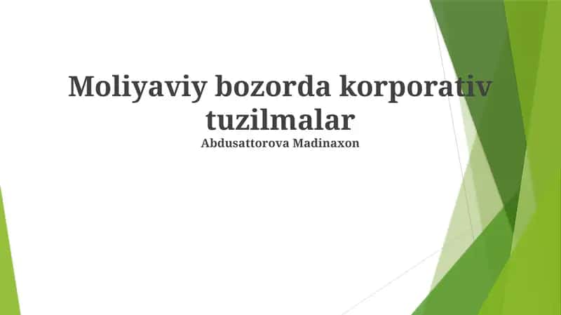 Korporativ tuzilmalar va moliyaviy samaradorlik