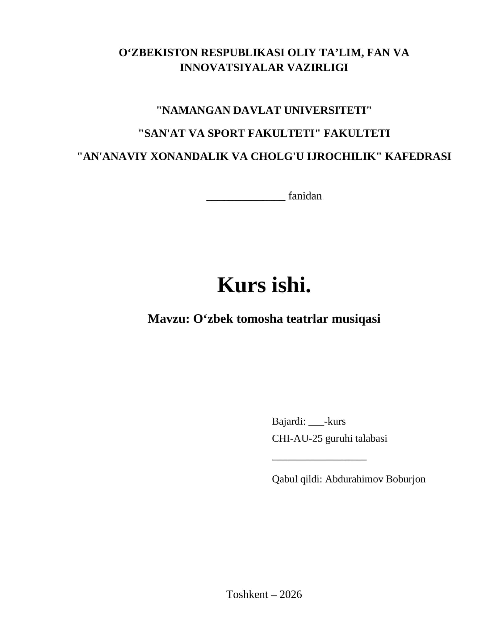 Oʻzbek tomosha teatrlar musiqasi
