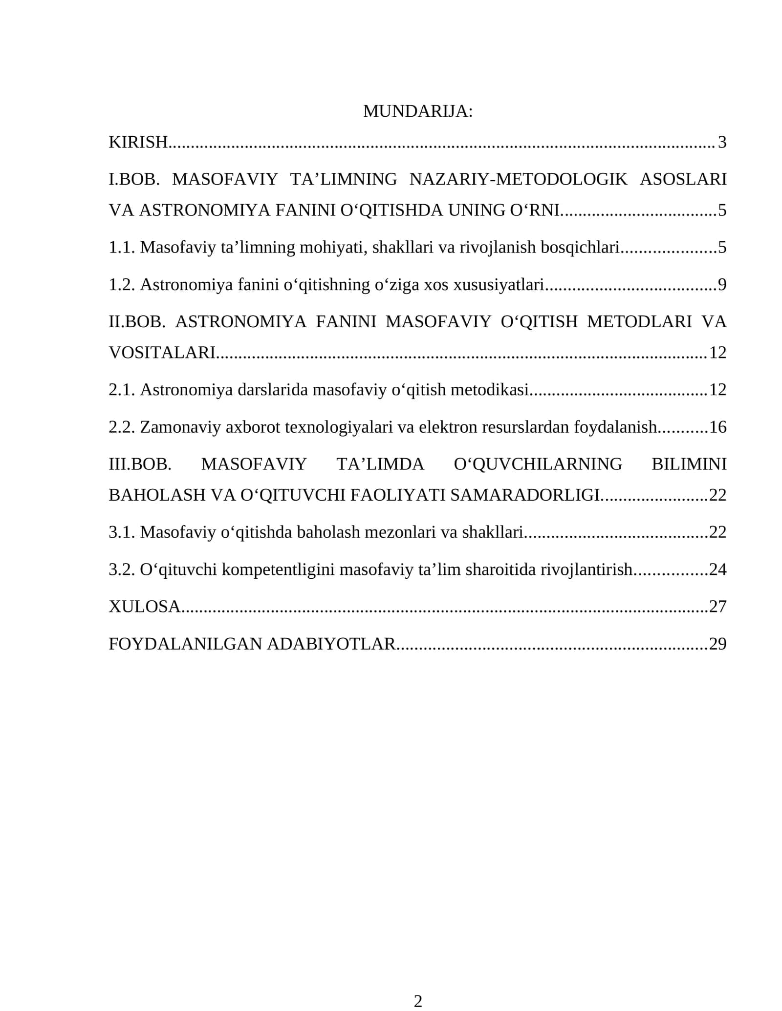 Masofaviy Ta'limning Nazariy-Metodologik Asoslari va Astronomiya Fanini O‘qitish