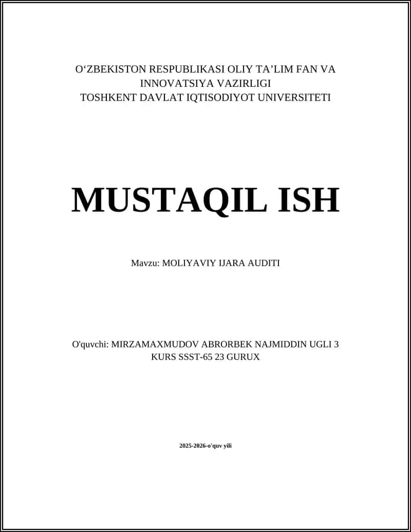 MOLIYAVIY IJARA AUDITI