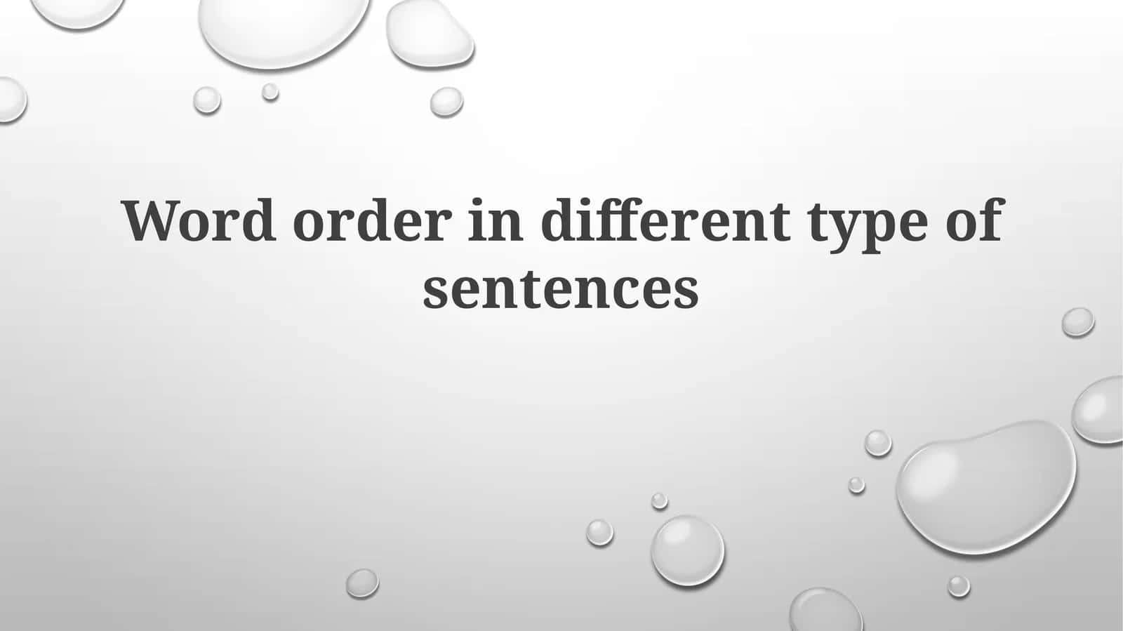 Word order in different type of sentences