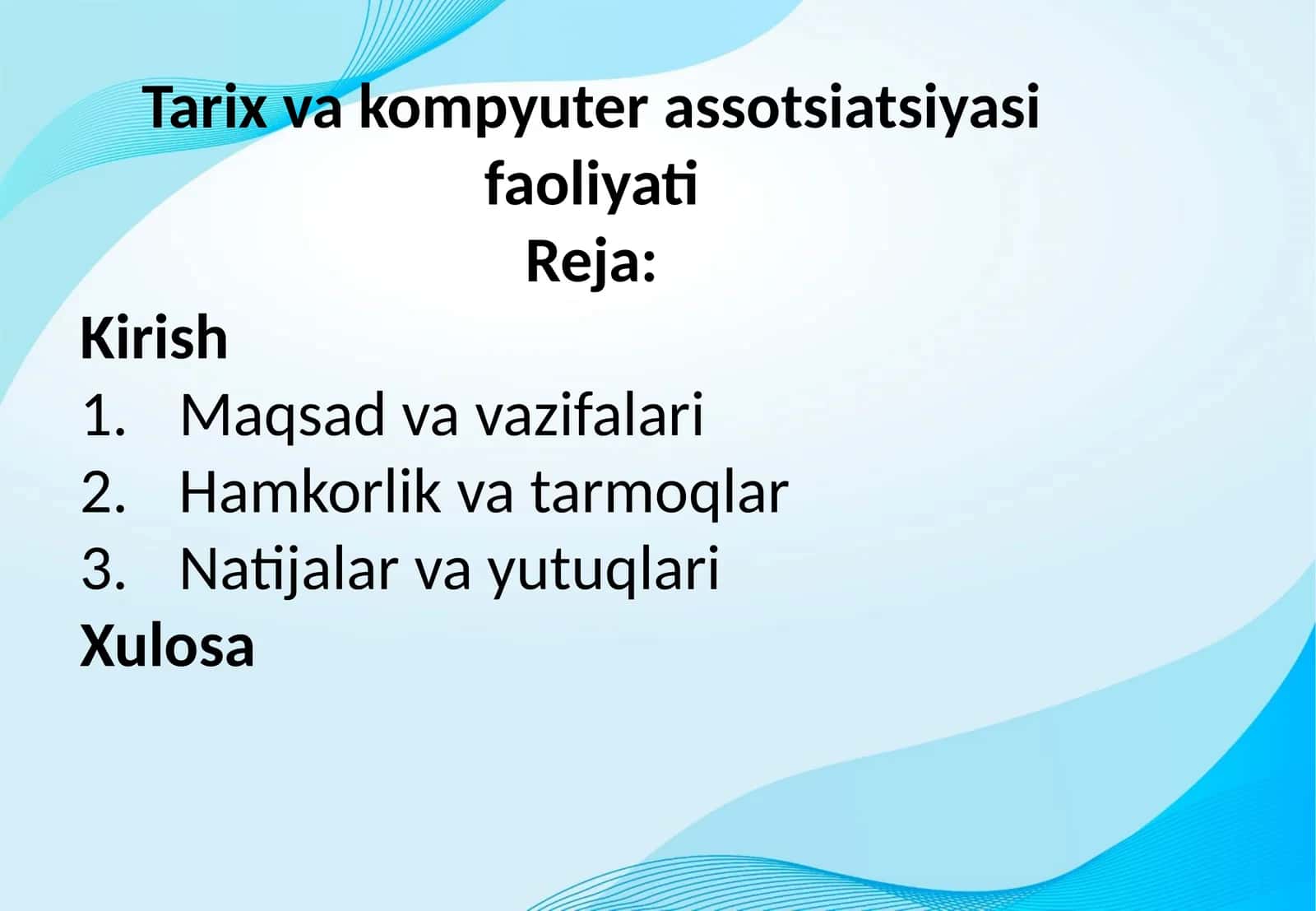 Tarix va kompyuter assotsiatsiyasi faoliyati