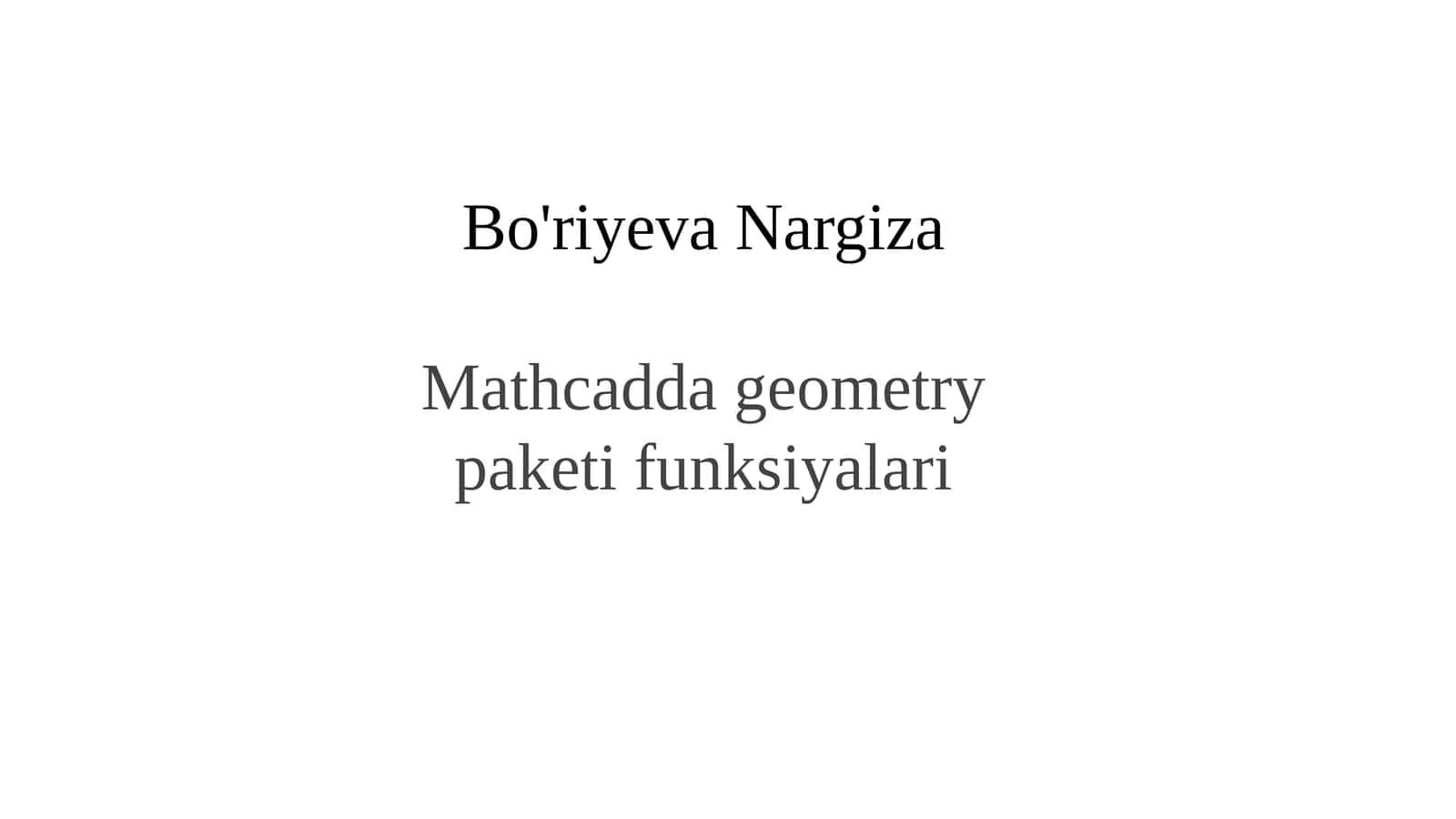 Mathcadda geometry paketi funktsiyalari