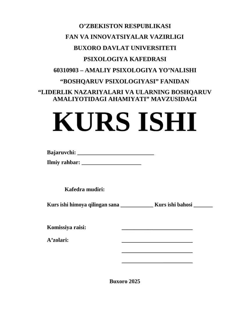 BOSHQARUV PSIXOLOGIYASI