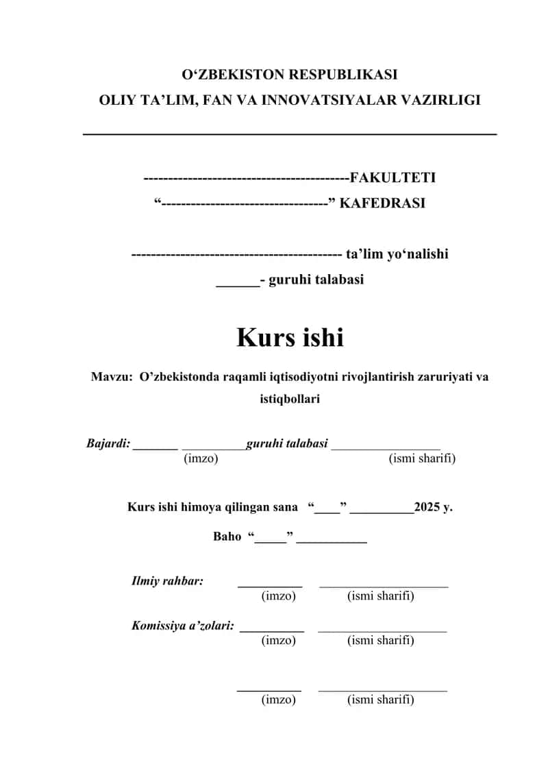 O’zbekistonda raqamli iqtisodiyotni rivojlantirish zaruriyati va istiqbollari