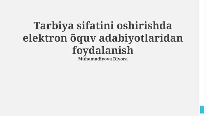 Elektron ta'lim materiallaridan foydalanish