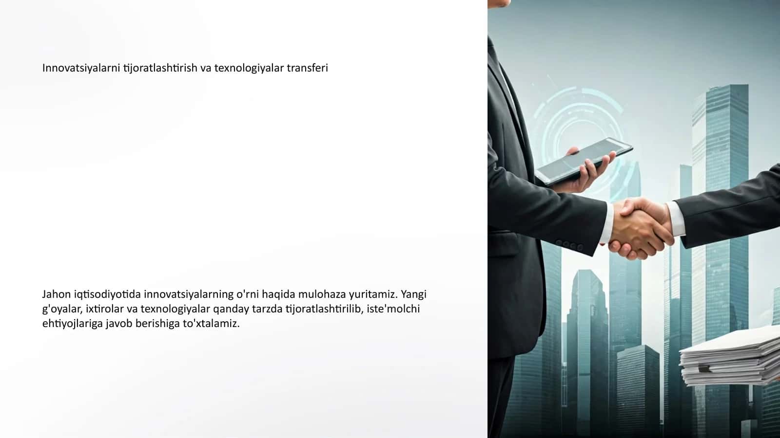 Innovatsiyalarni tijoratlashtirish va texnologiyalar transferi